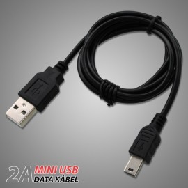Nabíjací kábel mini USB/USB, 2A, čierny, 1m