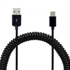 Dátový kábel USB - USB Type C, 2A, točený, 40 cm/240 cm, čierny