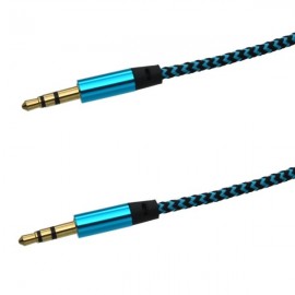 Textilný AUX kábel 2x3.5mm, modro-čierny