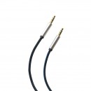 Pletený AUX kábel  2x3.5mm jack čierno-modrý 1m