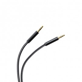 Pletený AUX kábel  2x3.5mm jack čierny 1m