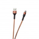 Dátový kábel micro USB hnedý, 2A, 1 m, TPU