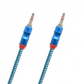 AUX svetlo modrý textilný 3m kábel 2x3.5mm jack (ECO balenie)