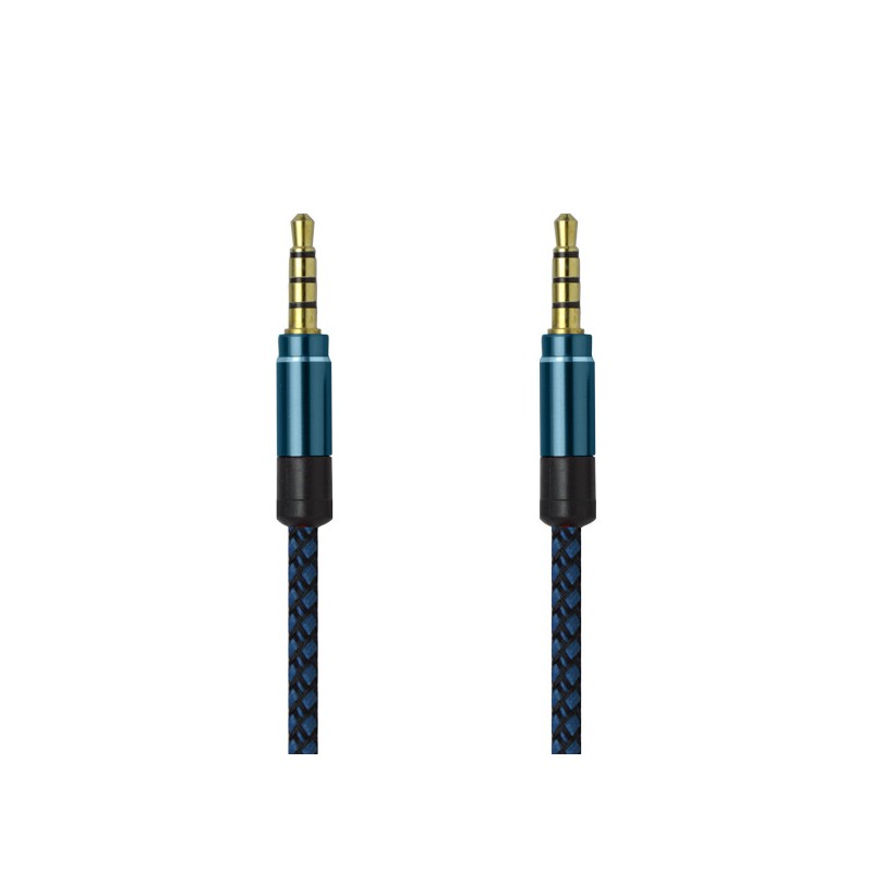 AUX modro-čierny textilný 1.5m kábel 2x3.5mm jack (ECO balenie)