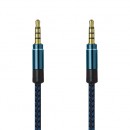 AUX modro-čierny textilný 1.5m kábel 2x3.5mm jack (ECO balenie)