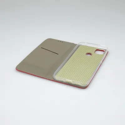 Xiaomi RedMi 9C červená bočná knižka, vzorovaná