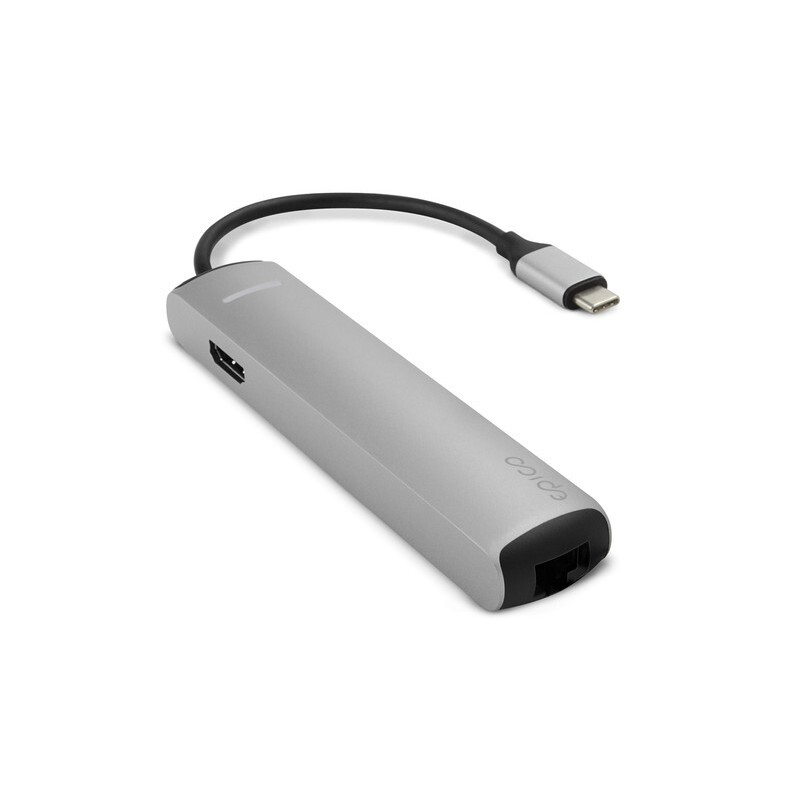 Epico USB Type-C HUB SLIM (4K HDMI a Ethernet)- strieborná