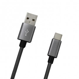 Dátový kábel USB-C sivý metalický, 1m, 2A