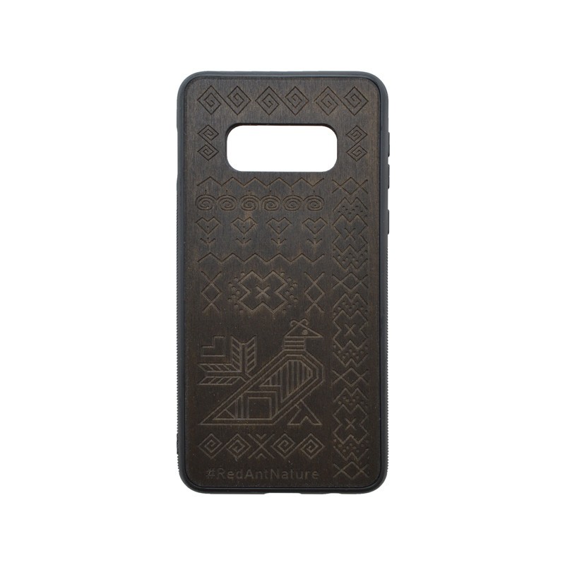 Puzdro Totem Samsung Galaxy S10e tmavohnedé, drevený povrch