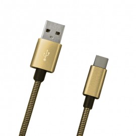 Dátový kábel USB-C zlatý metalický, 1m, 2A