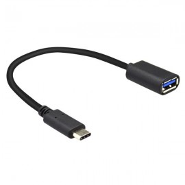 Adaptér OTG, USB type C (0.2M) - USB (3.0 A) samička, čierny 