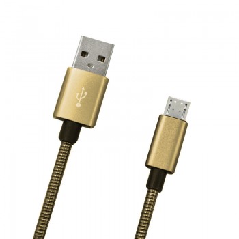 Dátový kábel micro USB zlatý metalický, 1m, 2A