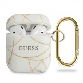 Guess puzdro na Apple AirPods, Gold Chain Collection, biela  