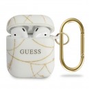 Guess puzdro na Apple AirPods, Gold Chain Collection, biela  