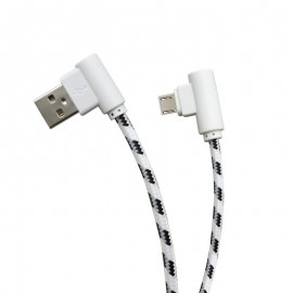 mobilNET textilný dátovy kábel Micro USB 2A, (zahnutý) 2M , Eko balenie, biela