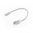 mobilNET nabíjací a data kábel Micro USB 2A, 20cm, strieborný, Eko balenie