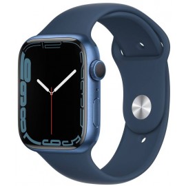 Apple Watch 7 GPS, 45mm púzdro z modrého hliníka - hlbokomorsko modrý športový remienok (MKN83VR/A)
