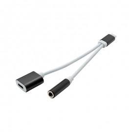 mobilNET redukcia pre Apple, Lightning - 3.5mm jack + nabíjanie, Eko balenie, biela