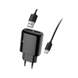Sturdo sieťová nabíjačka s Micro USB káblom, čierna, eko balenie