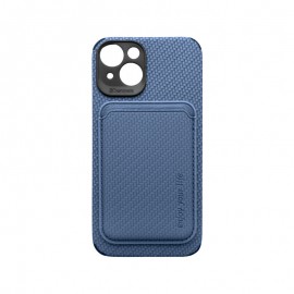 mobilNET plastové puzdro iPhone 14, modrá, MagSafe Wallet 