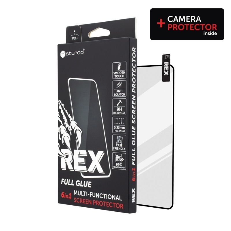 Sturdo Rex protective glass + Camera protection Xiaomi 12T 5G, Full Glue 6v1