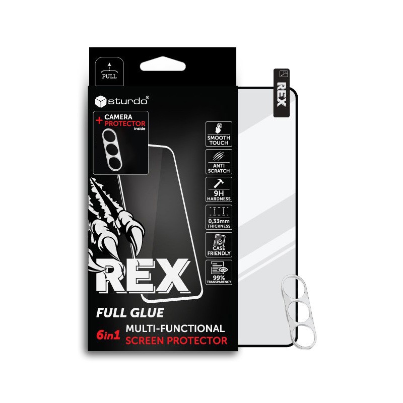 Sturdo Rex protective glass + Camera protection Samsung Galaxy A54, Full Glue 6v1