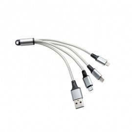mobilNET nabíjací kábel 3v1 (TypeC / Micro USB / Lightning), strieborná