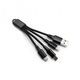 mobilNET nabíjací kábel 3v1 (TypeC / Micro USB / Lightning), čierna