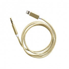 mobilNET prepájací kábel AUX s konektormi Lightning / 3,5 mm jack, 1M, zlatá, Eko balenie