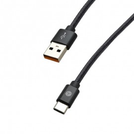Sturdo textilný kábel USB na Type-C, čierny 3A kábel (1m) 8mm konektor