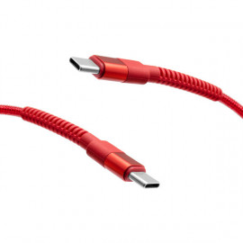 mobilNET pletený kábel 2x Type-C 60W 1M 3A, červený 