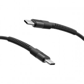 mobilNET pletený kábel 2x Type-C 60W 1M 3A, čierny 