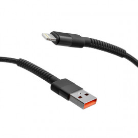 mobilNET pletený kábel USB na Lightning 1M 3A, čierny 