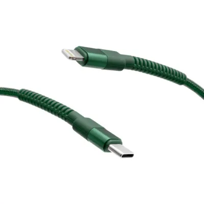 mobilNET pletený kábel Type-C na Lightning 20W 1M 3A, zelený 