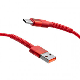 mobilNET pletený kábel USB na Type-C 1M 3A, červený 
