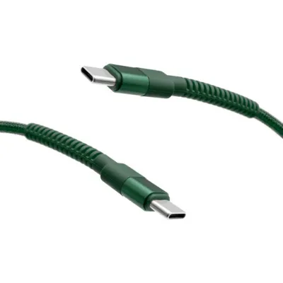mobilNET pletený kábel 2x Type-C 60W 2M 3A, zelený 