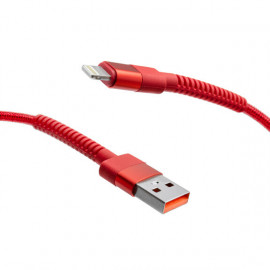 mobilNET pletený kábel USB na Lightning 2M 3A, červený 