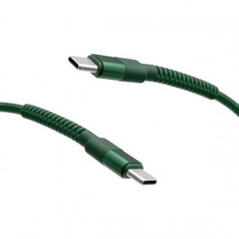 mobilNET pletený kábel 2x Type-C 60W 1M 3A, zelený 