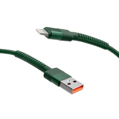 mobilNET pletený kábel USB na Lightning 2M 3A, zelený 