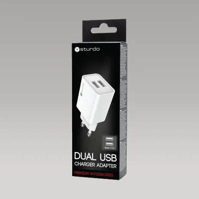 Sturdo sieťová nabíjačka 2,1A 2xUSB, Biela