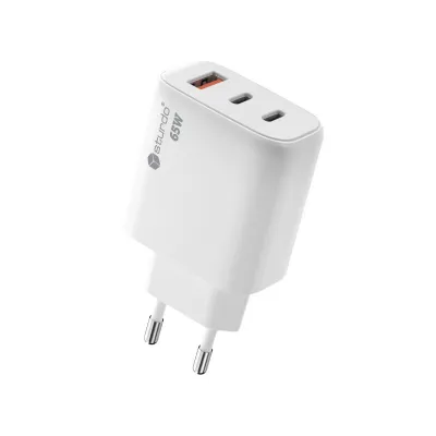 Sturdo sieťová nabíjačka  GaN 65W 2xPD+QC3.0, biela