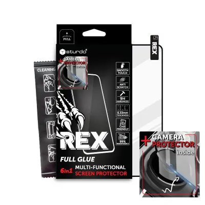 Sturdo REX ochranné sklo Motorola Moto G04, čierne  (6v1 Full glue)