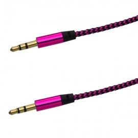 Textilný AUX kábel 2x3.5mm, fialovo-čierny