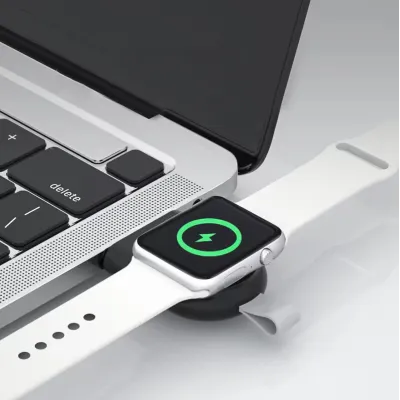 3W USB bezdrôtová nabíjačka pre Apple Watch, čierna