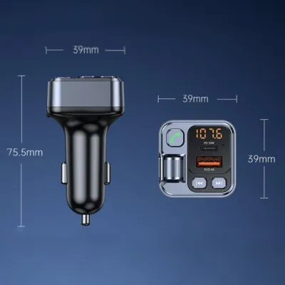 FM Transmitter s handsfree + nabíjanie PD 30W, USB, 3.5mm jack