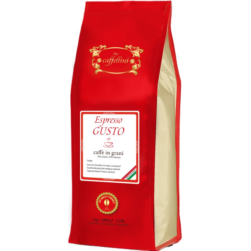 Caffellini Espresso Gusto, 1kg zrnková, 70 % arabica, 30 % robusta