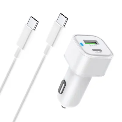 Sturdo autonabíjačka 48W + 2x Type-C 60W 1M nab. kábel, biela