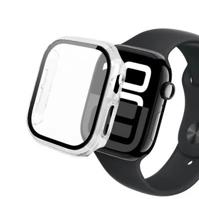 mobilNET plastový kryt s tvrdeným sklom pre Apple Watch 10, 46mm, priehľadný