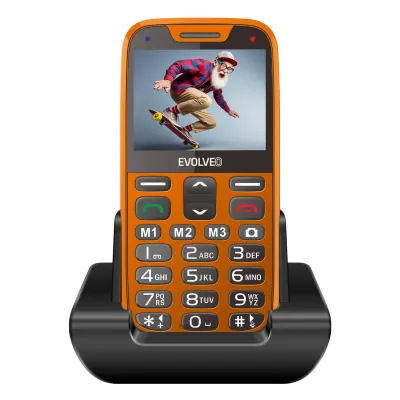 EVOLVEO EasyPhone XR oranžový s nabíjacím stojančekom EP-601-XR-OR