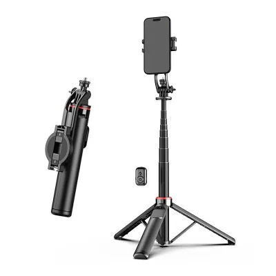 mobilNET Bluetooth selfie tyč, magnetická, tripod, 130 cm, čierna